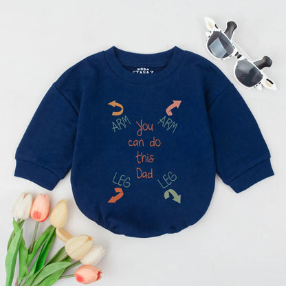 You Can Do This Dad Romper Funny Baby Outfit New Dad Gift Red-Orange Instruction Newborn Bodysuit Baby Shower Idea Cute Infant Clothes 135 chars