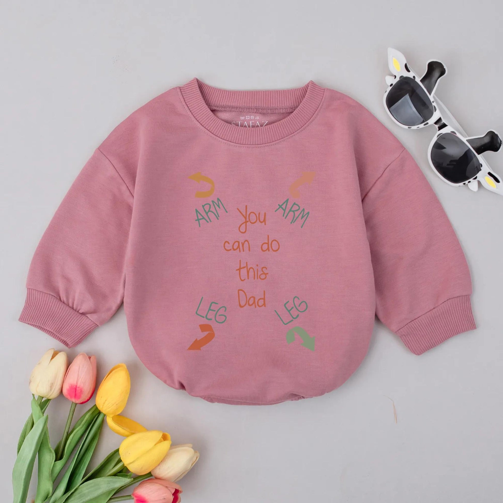 You Can Do This Dad Romper Funny Baby Outfit New Dad Gift Red-Orange Instruction Newborn Bodysuit Baby Shower Idea Cute Infant Clothes 135 chars