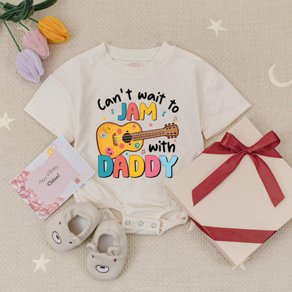 Can't Wait to Jam with Daddy Baby Romper - Cute Guitar Music Outfit for Newborns & Infants - Baby Shower Gift for Daddy and Me - Future Musician