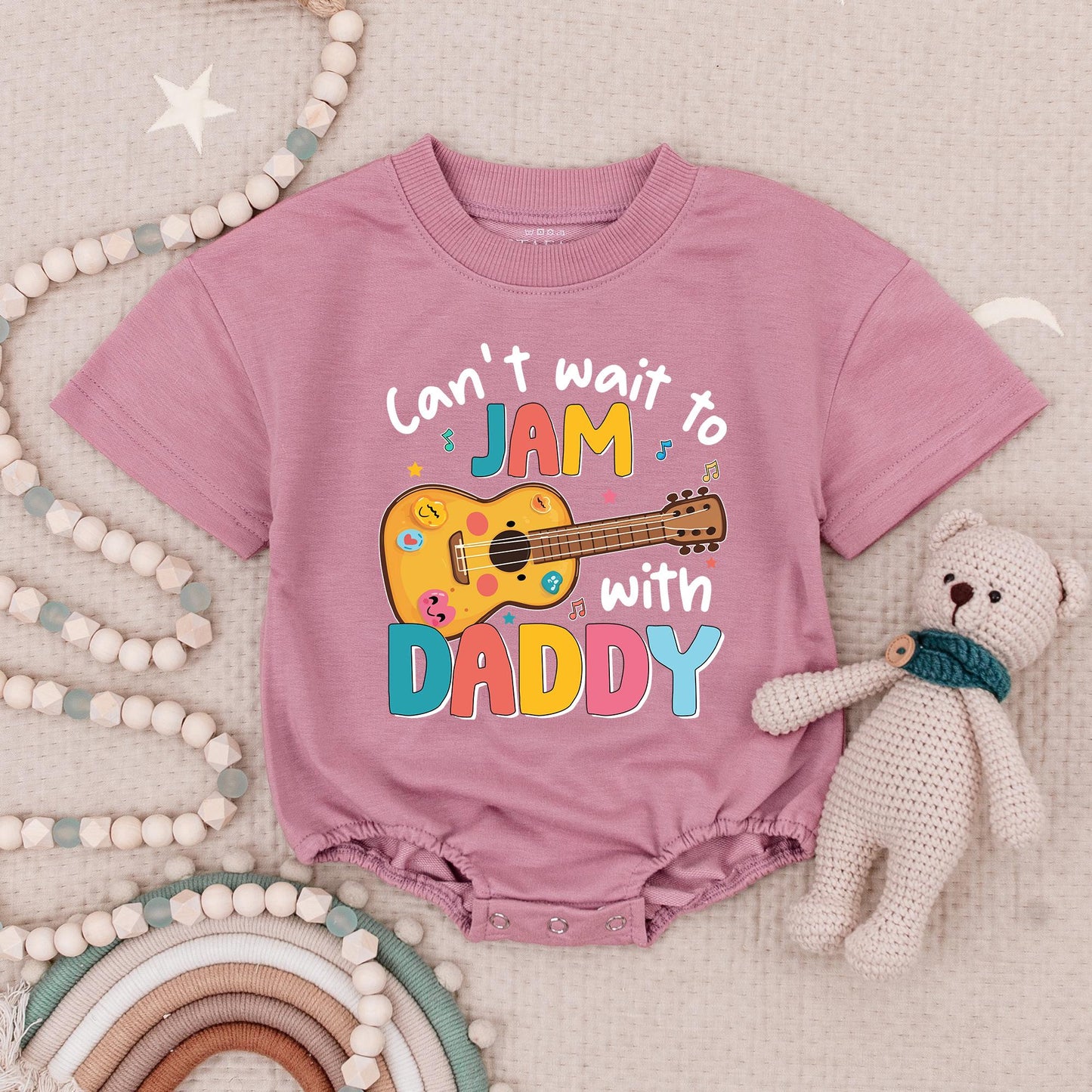 Can't Wait to Jam with Daddy Baby Romper - Cute Guitar Music Outfit for Newborns & Infants - Baby Shower Gift for Daddy and Me - Future Musician