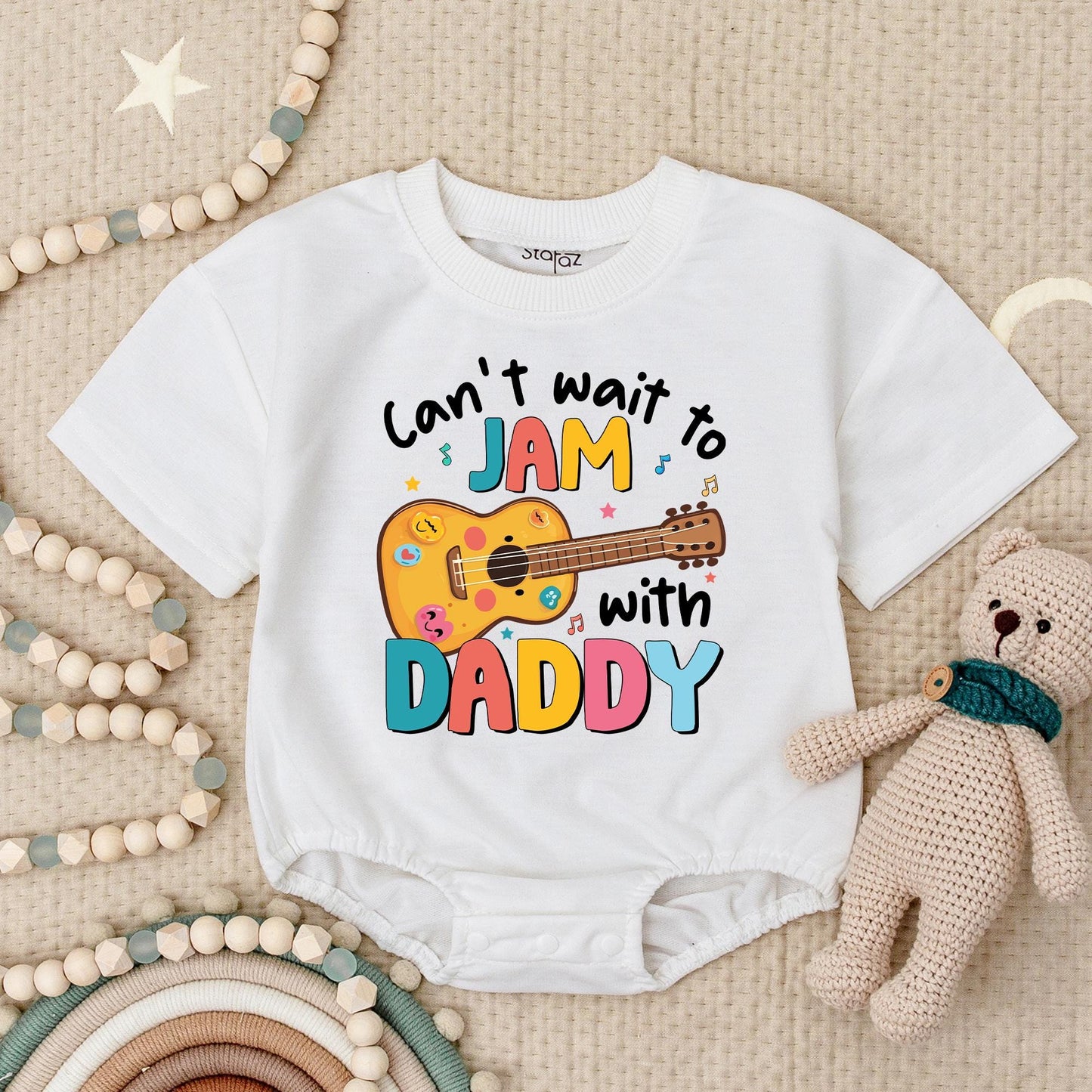 Can't Wait to Jam with Daddy Baby Romper - Cute Guitar Music Outfit for Newborns & Infants - Baby Shower Gift for Daddy and Me - Future Musician