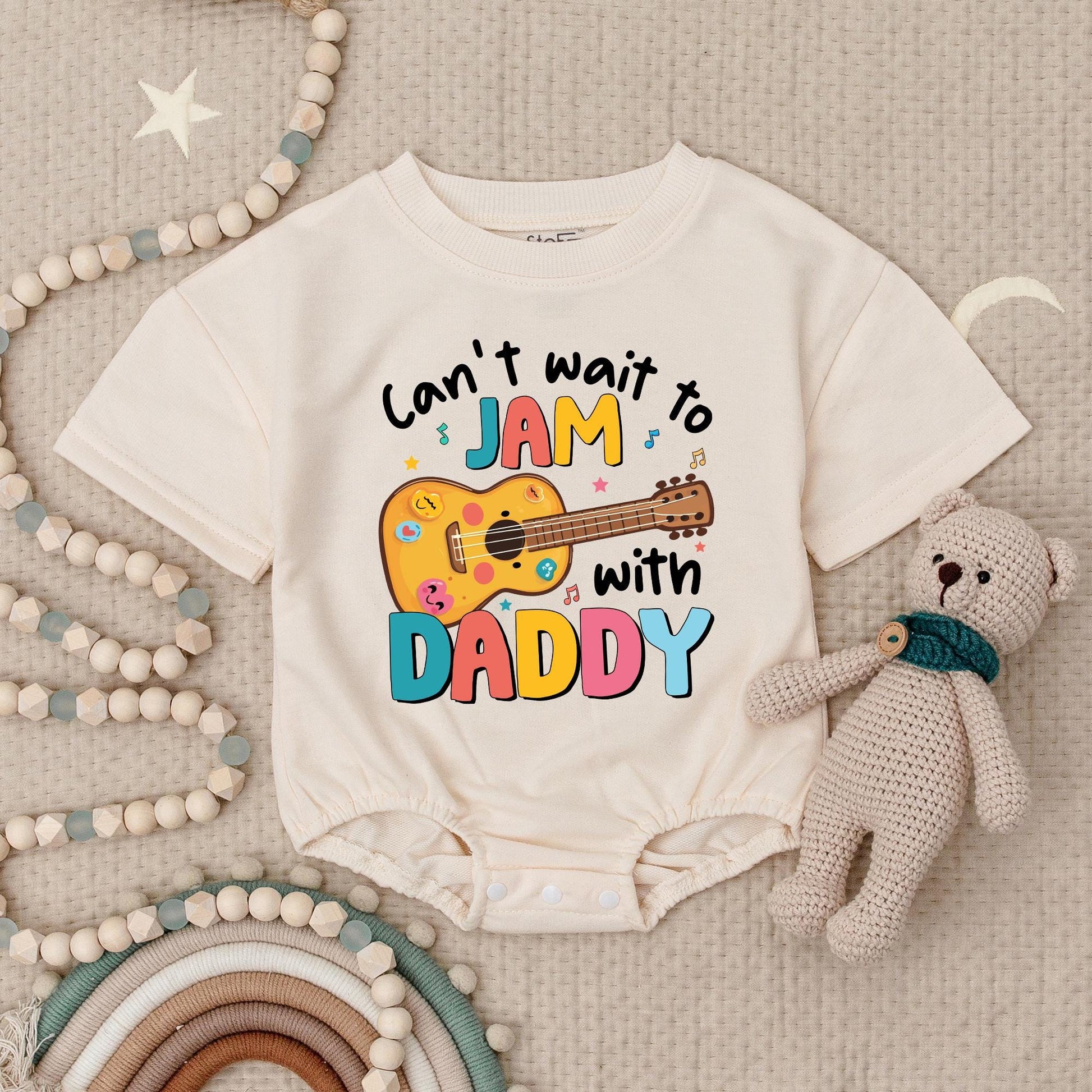 Can't Wait to Jam with Daddy Baby Romper - Cute Guitar Music Outfit for Newborns & Infants - Baby Shower Gift for Daddy and Me - Future Musician
