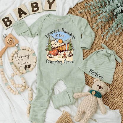Newest Camping Crew Baby Bodysuit Outdoor Adventure Outfit Mountain Sunset Tent Campfire Nature Newborn Clothes Baby Shower Gift