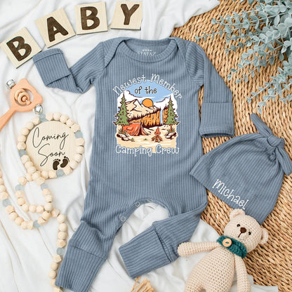 Newest Camping Crew Baby Bodysuit Outdoor Adventure Outfit Mountain Sunset Tent Campfire Nature Newborn Clothes Baby Shower Gift