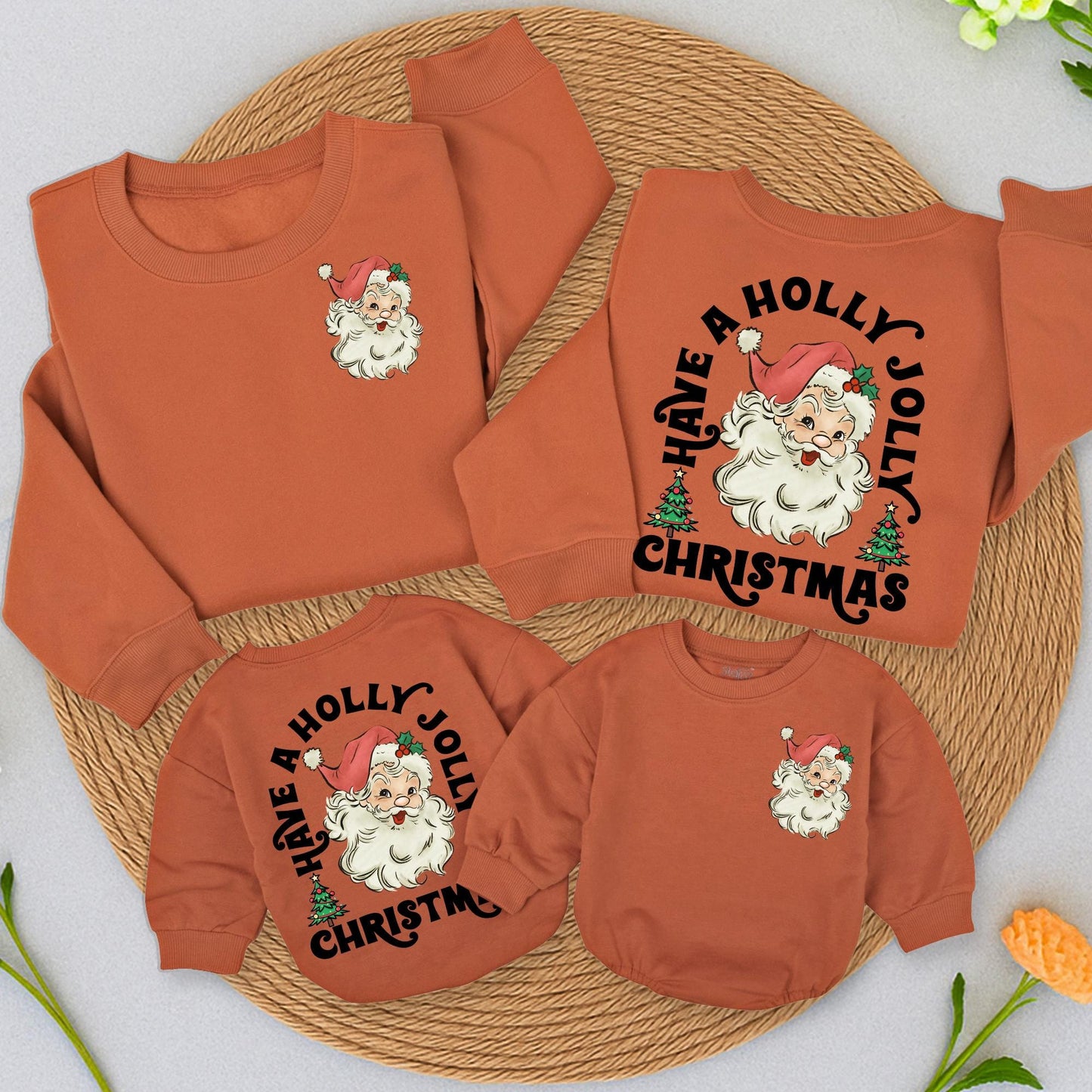 Retro Santa Christmas Sweatshirt Vintage Graphic Holly Jolly Toddler Baby Outfit Cozy Holiday Gift Two Sided Warm Festive Newborn Clothes Cute Xmas