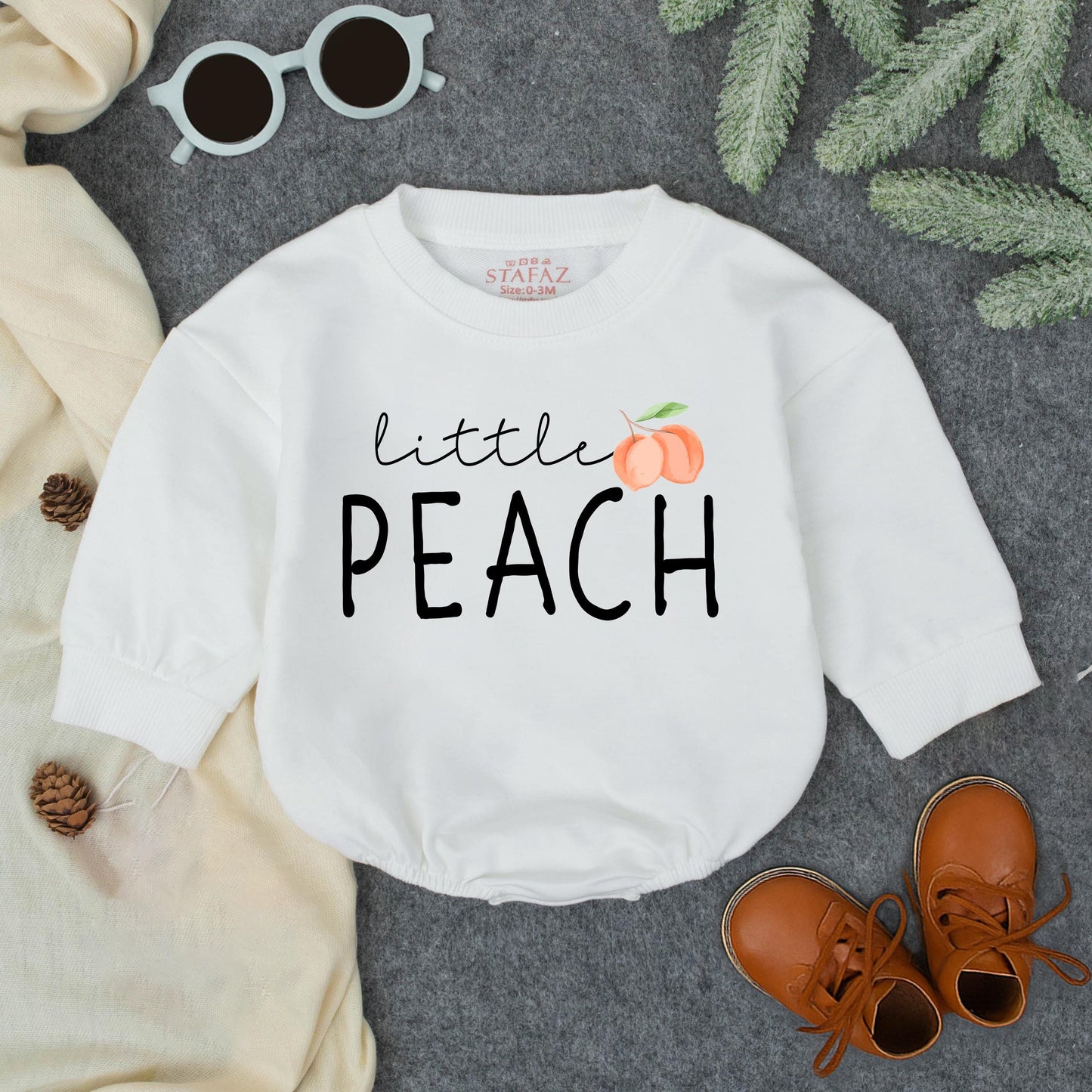 Little Peach Baby Romper Cute Fruit Bodysuit Girl Outfit Summer Newborn Clothing Playful Design Cotton Peach Blossom Birthday Gift