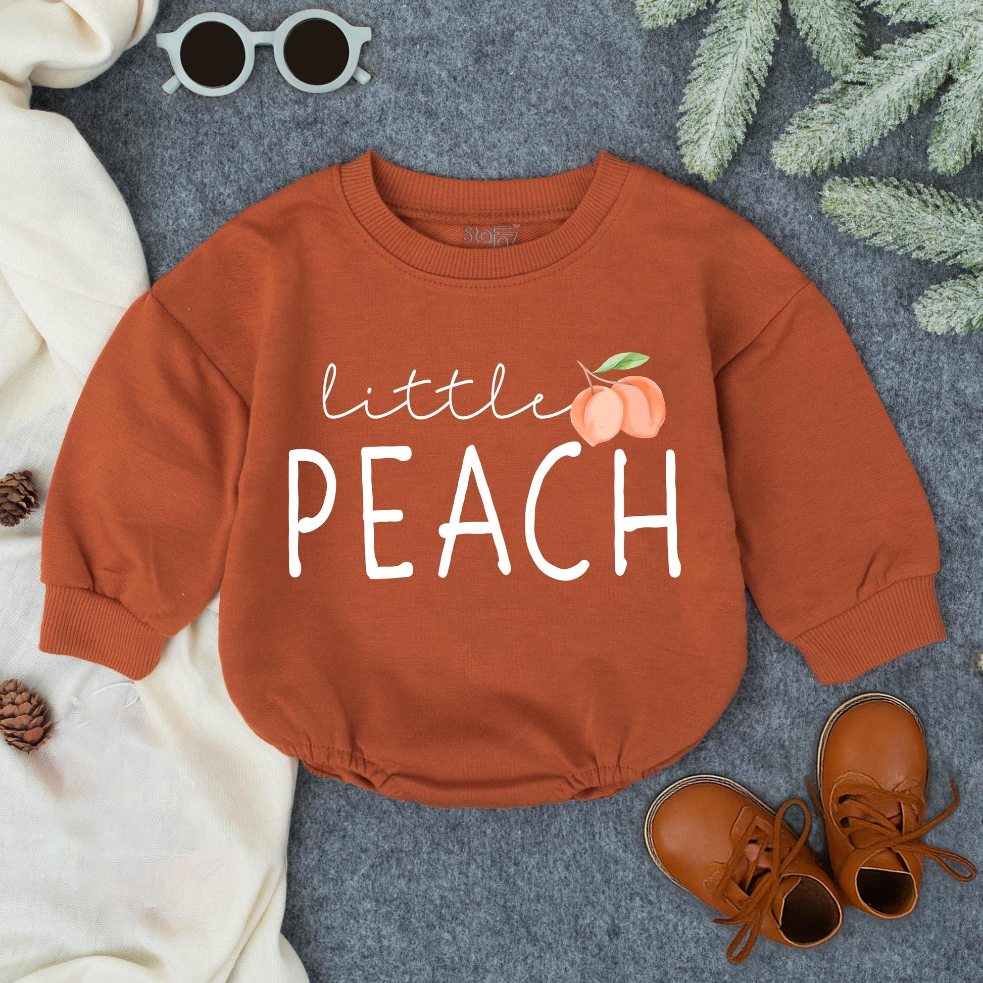 Little Peach Baby Romper Cute Fruit Bodysuit Girl Outfit Summer Newborn Clothing Playful Design Cotton Peach Blossom Birthday Gift