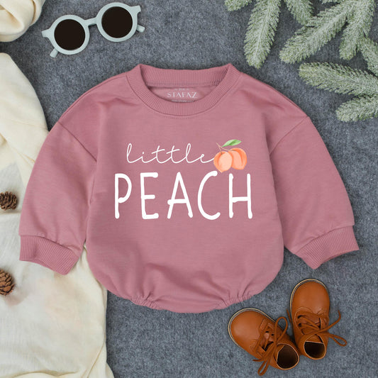 Little Peach Baby Romper Cute Fruit Bodysuit Girl Outfit Summer Newborn Clothing Playful Design Cotton Peach Blossom Birthday Gift