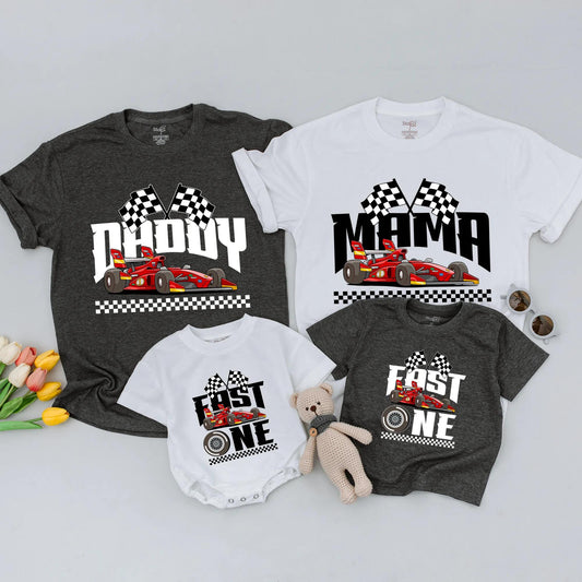 Fast One 1st Birthday Family Shirts, Race Car Theme, Matching Birthday Boy Tee, Daddy, Mama, Fast One Shirts, Custom