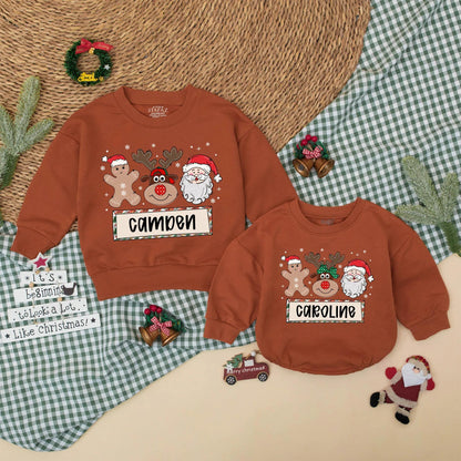 Personalized Christmas Gingerbread Reindeer Santa Baby Romper Cute Christmas Outfit Boy Girl Toddler Gift Idea