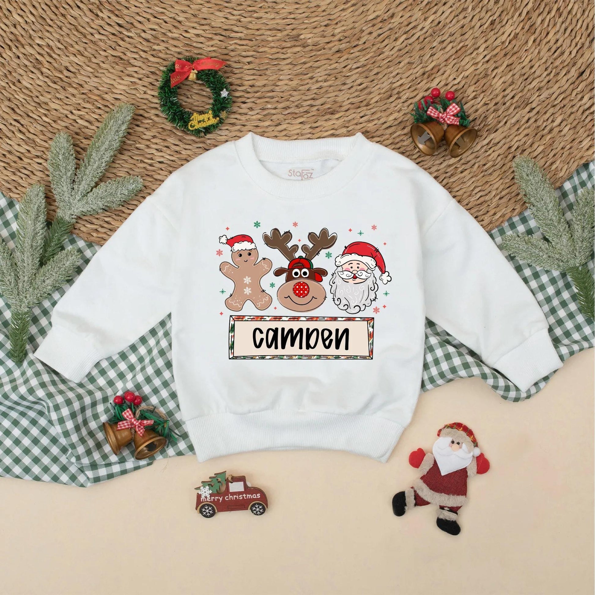 Personalized Christmas Gingerbread Reindeer Santa Baby Romper Cute Christmas Outfit Boy Girl Toddler Gift Idea