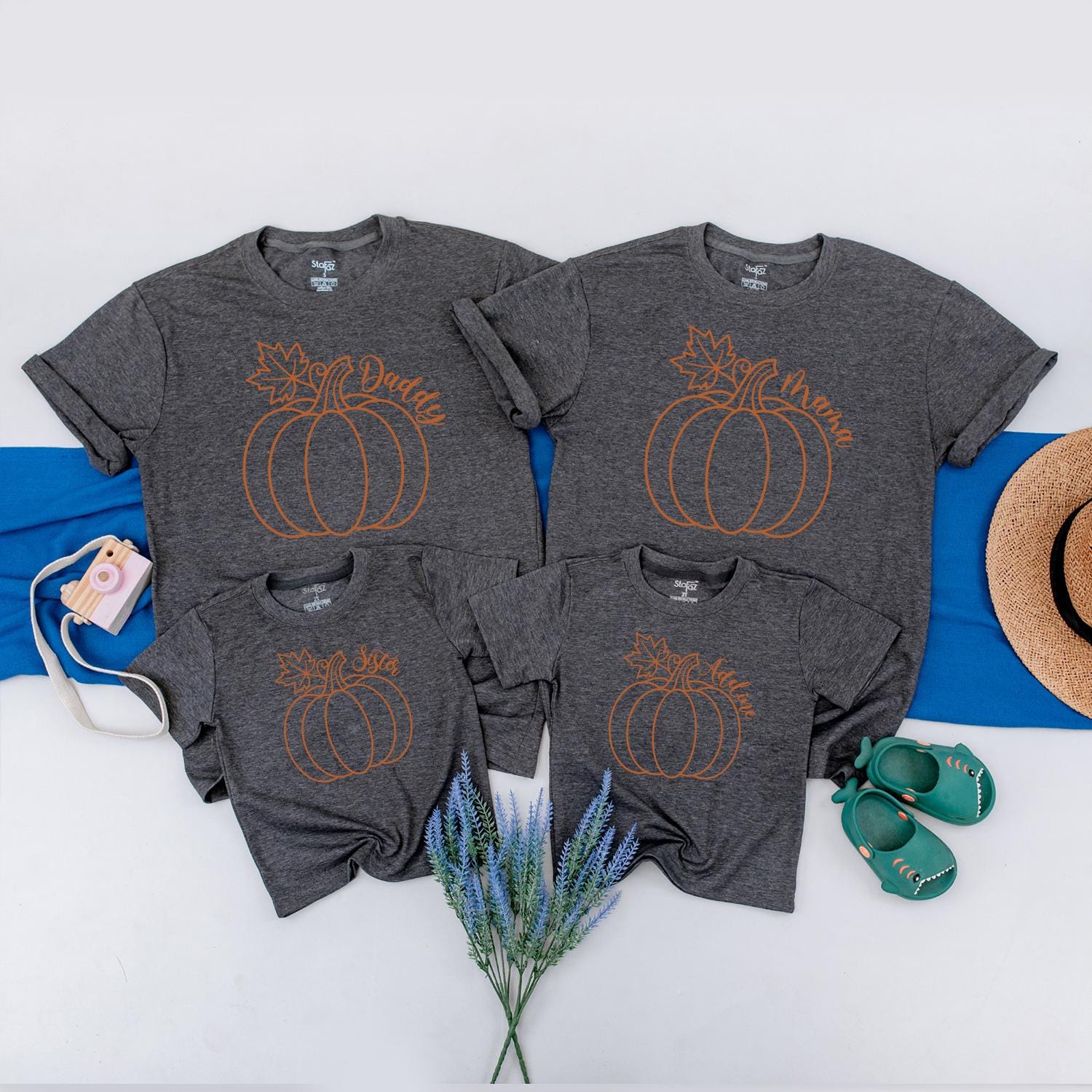 Adorable Family Pumpkin Matching Shirts Mama Daddy Sister Adeline Thanksgiving Autumn Outfit Little Pumpkin Romper 1st Thanksgiving Gift Fall Mommy and Me