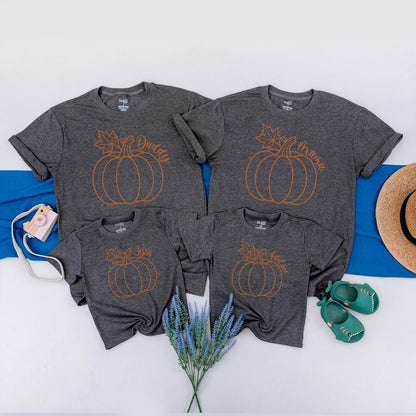 Adorable Family Pumpkin Matching Shirts Mama Daddy Sister Adeline Thanksgiving Autumn Outfit Little Pumpkin Romper 1st Thanksgiving Gift Fall Mommy and Me
