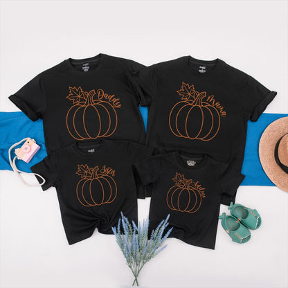 Adorable Family Pumpkin Matching Shirts Mama Daddy Sister Adeline Thanksgiving Autumn Outfit Little Pumpkin Romper 1st Thanksgiving Gift Fall Mommy and Me