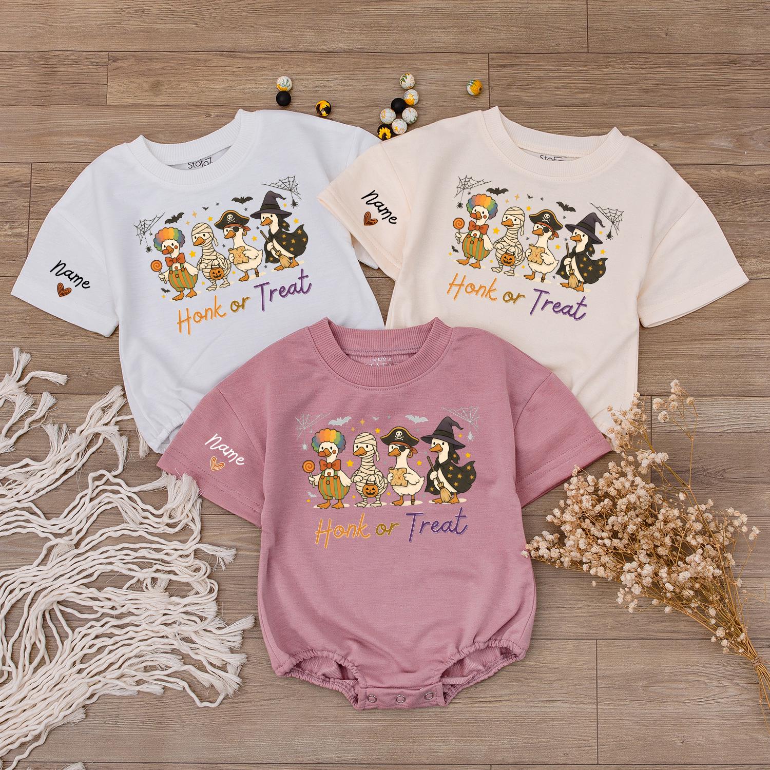 Custom Baby Halloween Sweatshirt with Adorable Cartoon Duck Costumes Trick or Treat Spooky Fall Pullover for Toddlers and Infants Personalized Holiday Gift