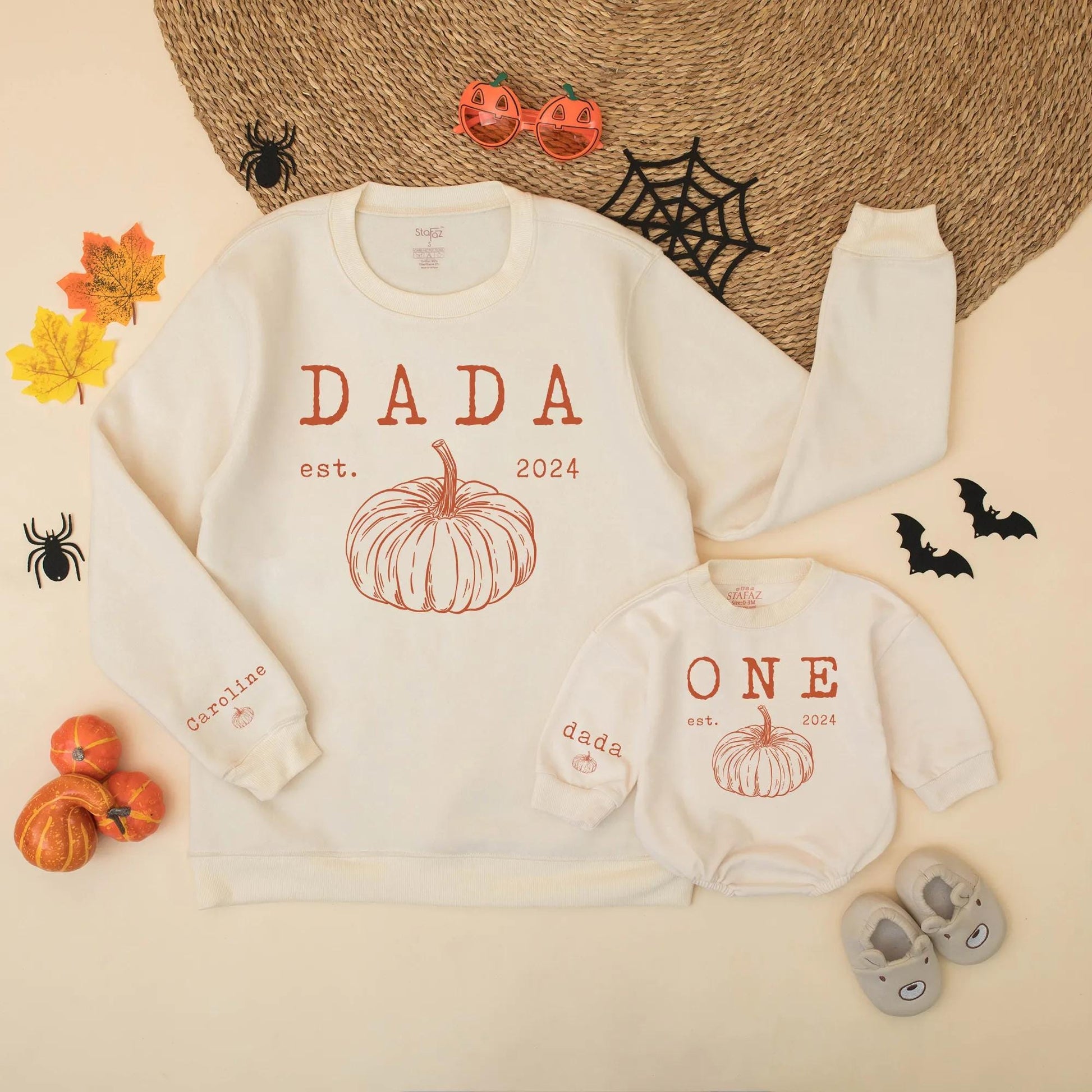 Matching Pumpkin Family Birthday Sweatshirts Mama Dada Baby First Birthday Pumpkin Season Gift Rust
