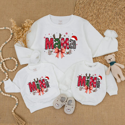 Matching Mama and Mini Christmas Sweatshirts with Holiday Bows Festive Mother Daughter Outfit Toddler Sweater Merry Xmas Gift Idea Cute & Cozy Sweatshirt  