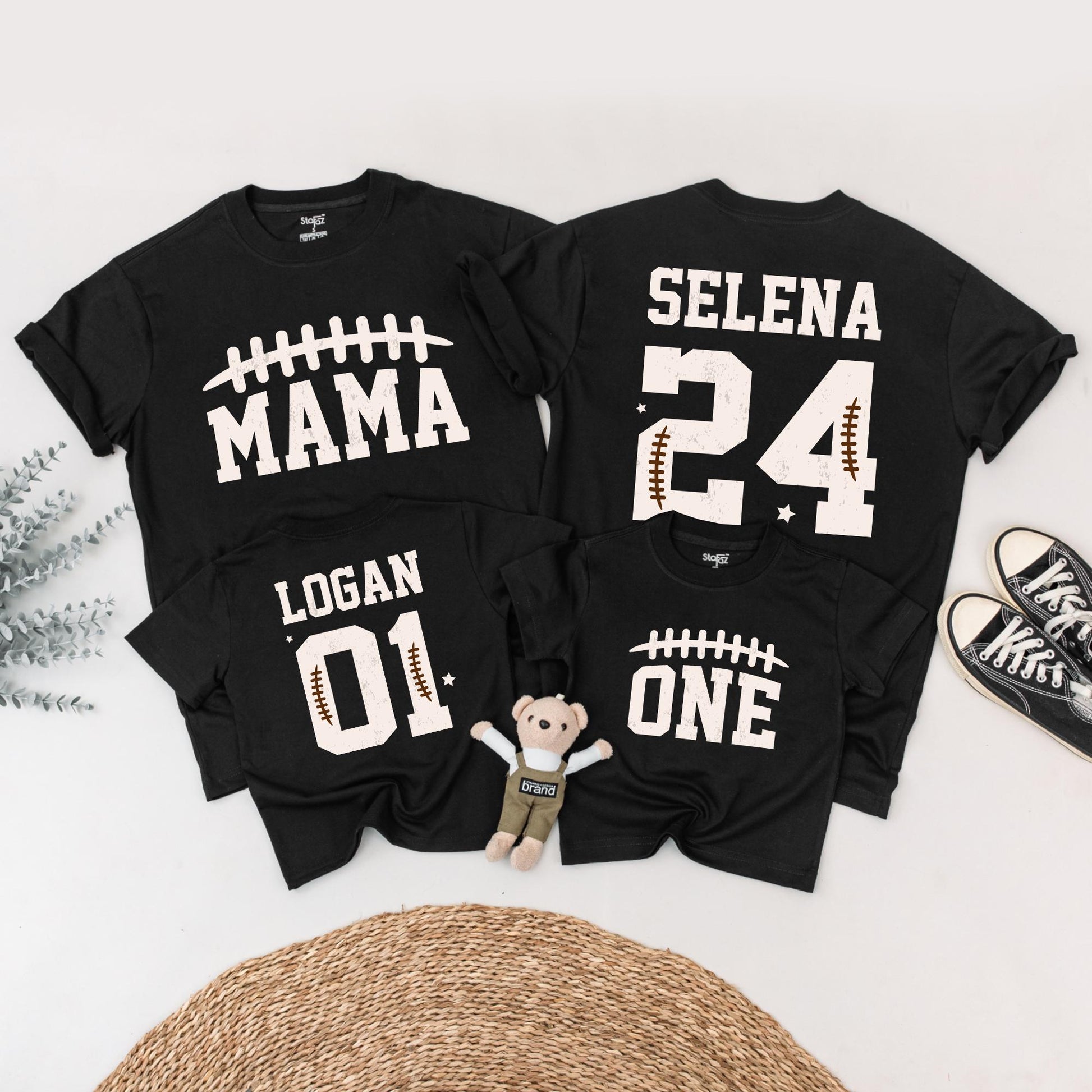 Mama & Me Football Birthday Shirts Custom Name Number Family Matching Outfits 24 01 One Touchdown Season Game Day Gift