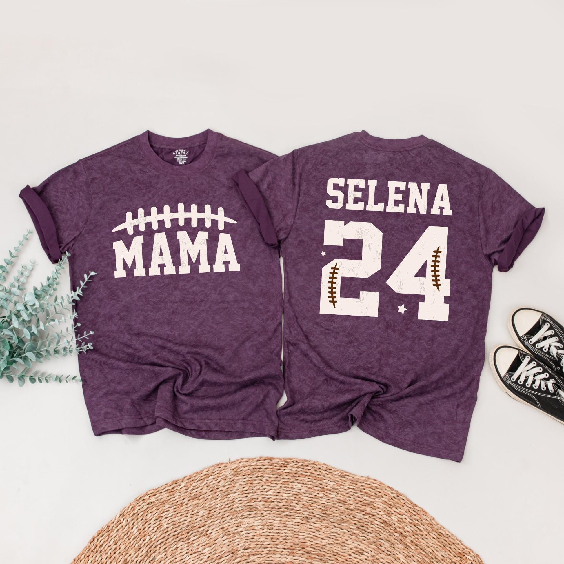 Mama & Me Football Birthday Shirts Custom Name Number Family Matching Outfits 24 01 One Touchdown Season Game Day Gift