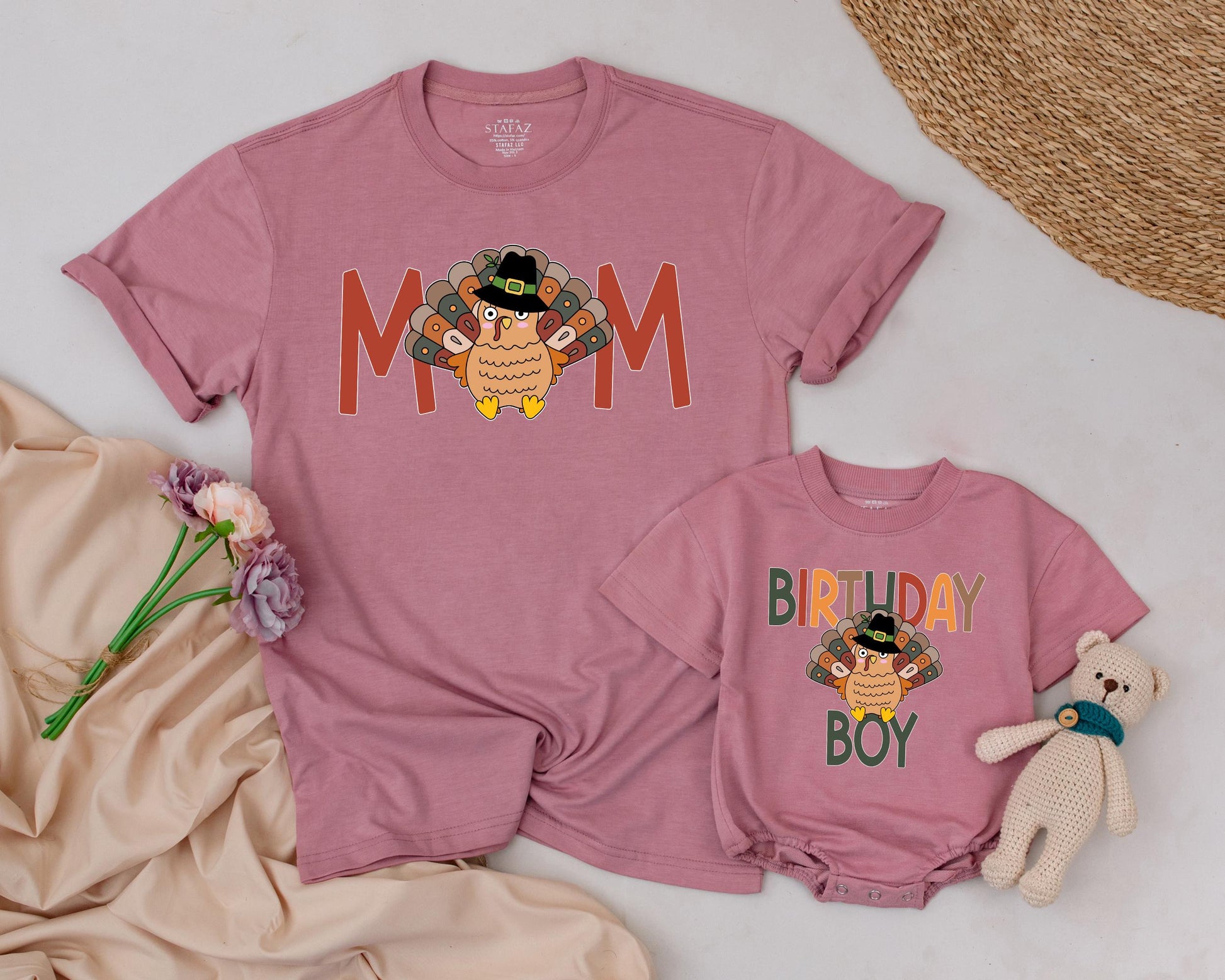 Turkey 1st Birthday Boy Shirt My Little Turkey Is One Thanksgiving Fall First Birthday Outfit Matching Family Kids Autumn
