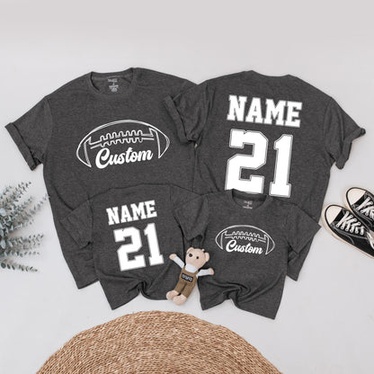 Custom Football Family Matching Shirts: Personalized Game Day Outfit, Brown Graphic Design, Sports Team Name Tee, Football Season