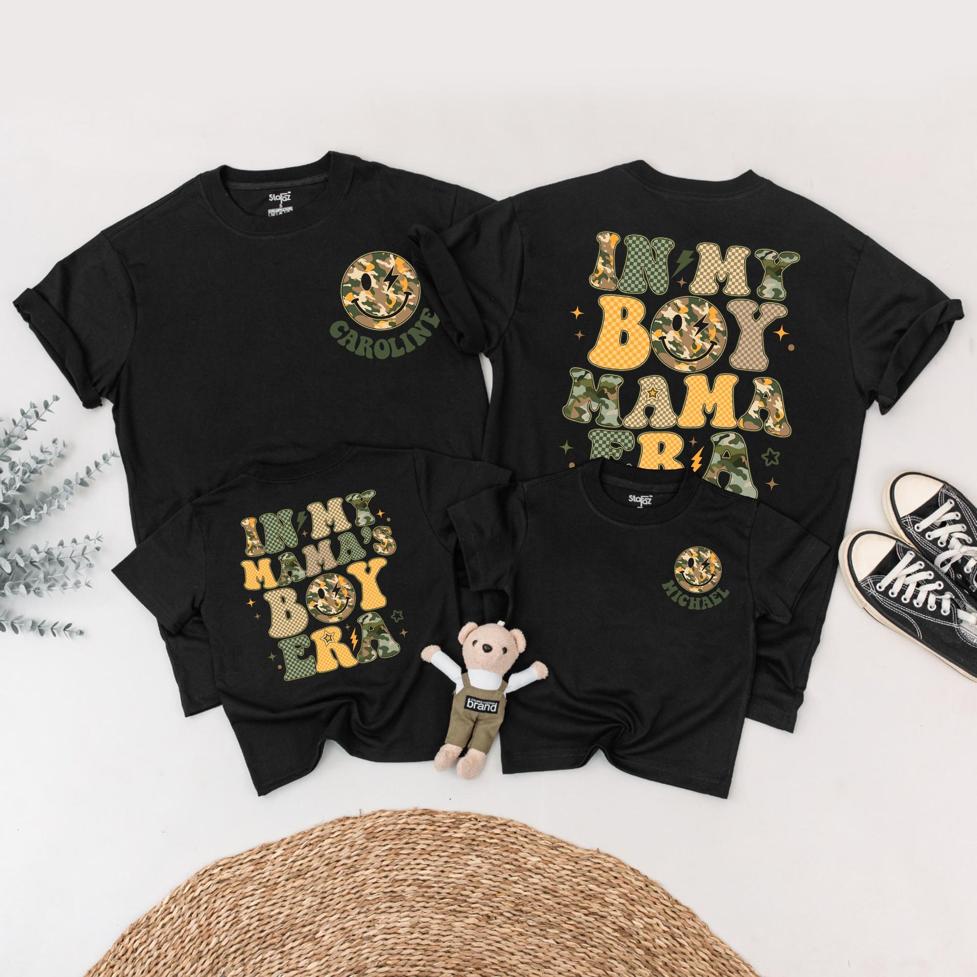 Matching In My Boy Mama Era Family Shirts & Baby Boy Romper Custom Mommy and Me Outfits, Retro Design, Gift for Mom & Son