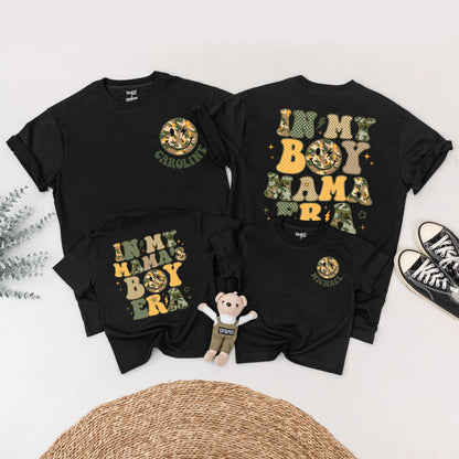 Matching In My Boy Mama Era Family Shirts & Baby Boy Romper Custom Mommy and Me Outfits, Retro Design, Gift for Mom & Son