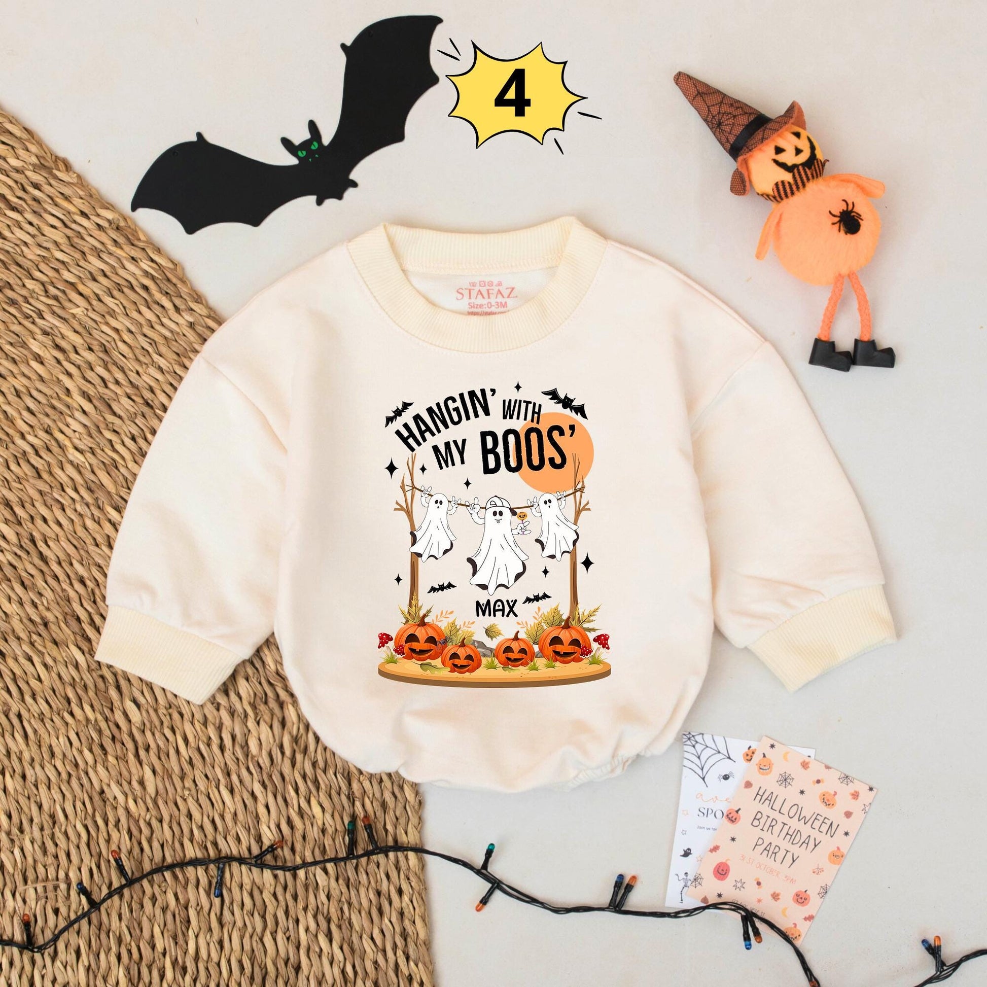 Personalized Thanksgiving Baby Romper Fun Retro Turkey Design with Teal Hair Orange Goggles & Thomas Name Brown Gold Beak Checkered Baby Gift