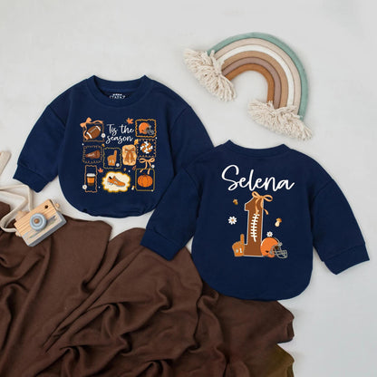 Custom Selena Fall Football Baby Romper Tis The Season Outfit Personalized Autumn Bodysuit Game Day Baby Clothes