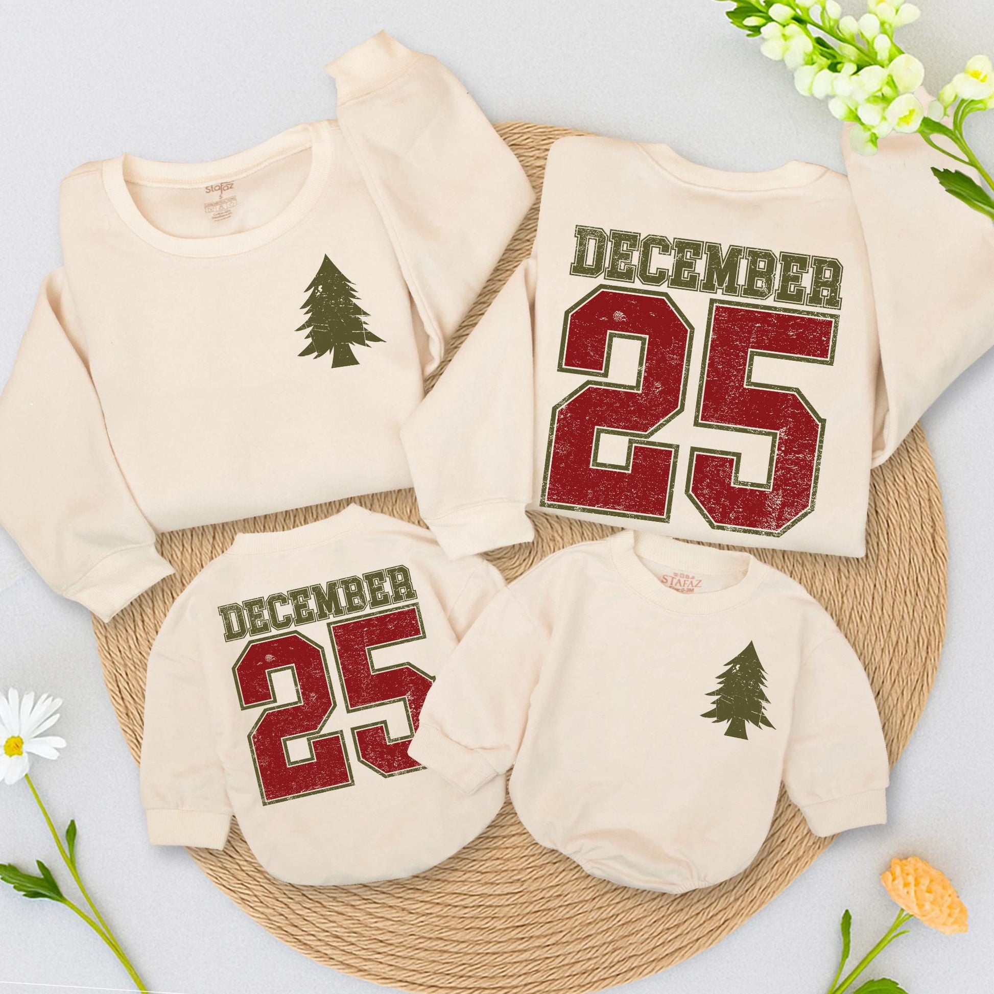 Distressed December 25th Toddler Sweatshirt, Vintage Christmas Baby Outfit, Retro Xmas Newborn Gift, Matching Family Holiday Clothes (140 chars)