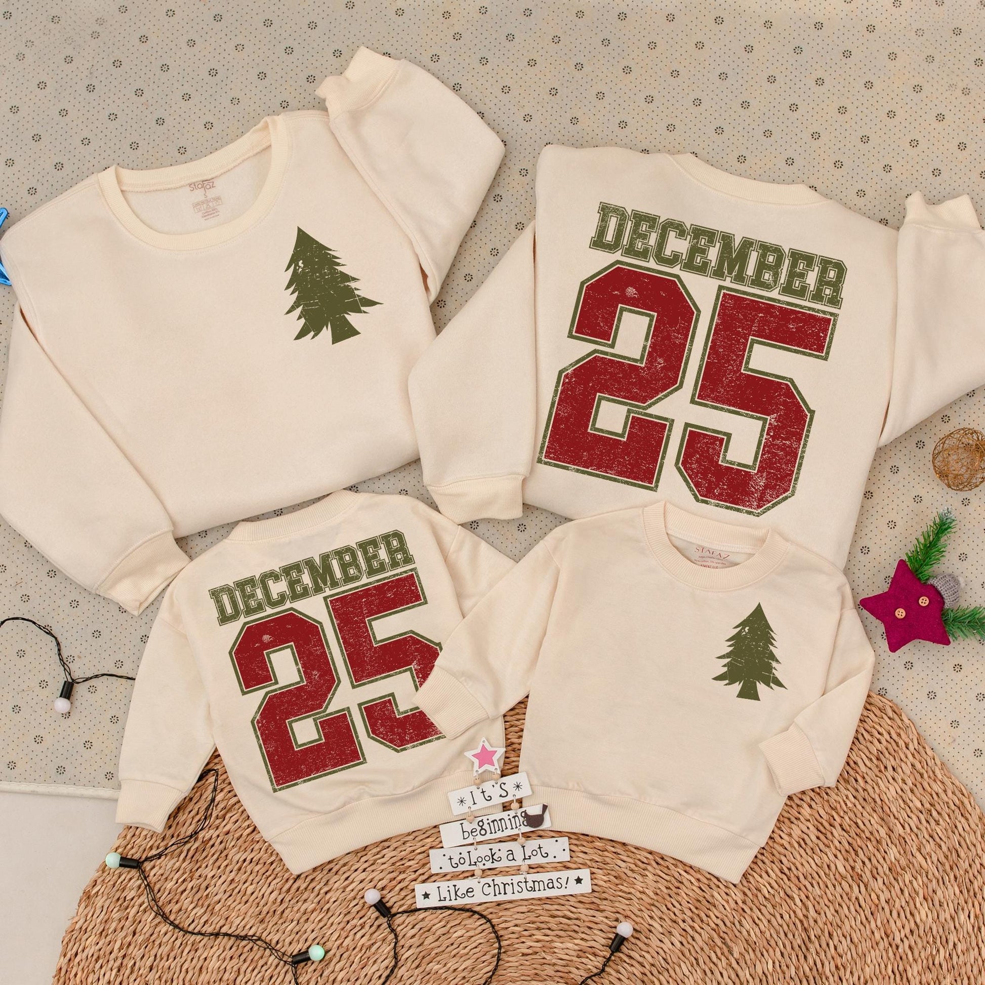 Distressed December 25th Toddler Sweatshirt, Vintage Christmas Baby Outfit, Retro Xmas Newborn Gift, Matching Family Holiday Clothes (140 chars)