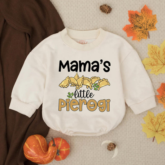 Mama's Little Pierogi Baby Romper, Funny Foodie Gift, Cute Baby Outfit, Whimsical Baby Clothes, Golden Yellow Pierogi, Baby Shower Gift, Baby Girl Boy 137