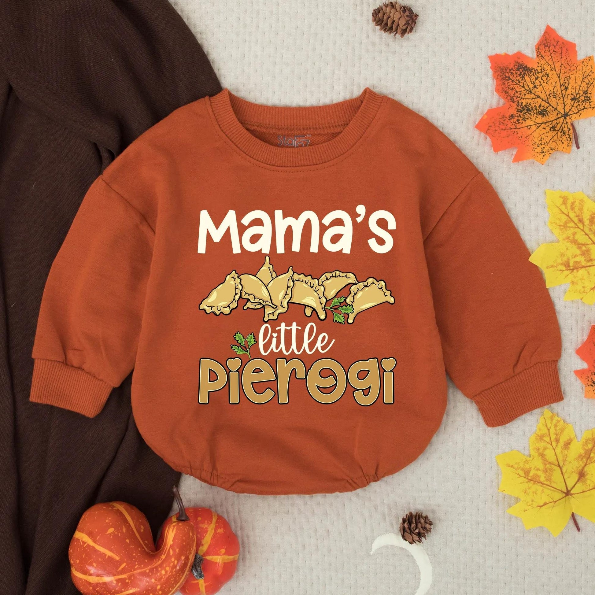 Mama's Little Pierogi Baby Romper, Funny Foodie Gift, Cute Baby Outfit, Whimsical Baby Clothes, Golden Yellow Pierogi, Baby Shower Gift, Baby Girl Boy 137