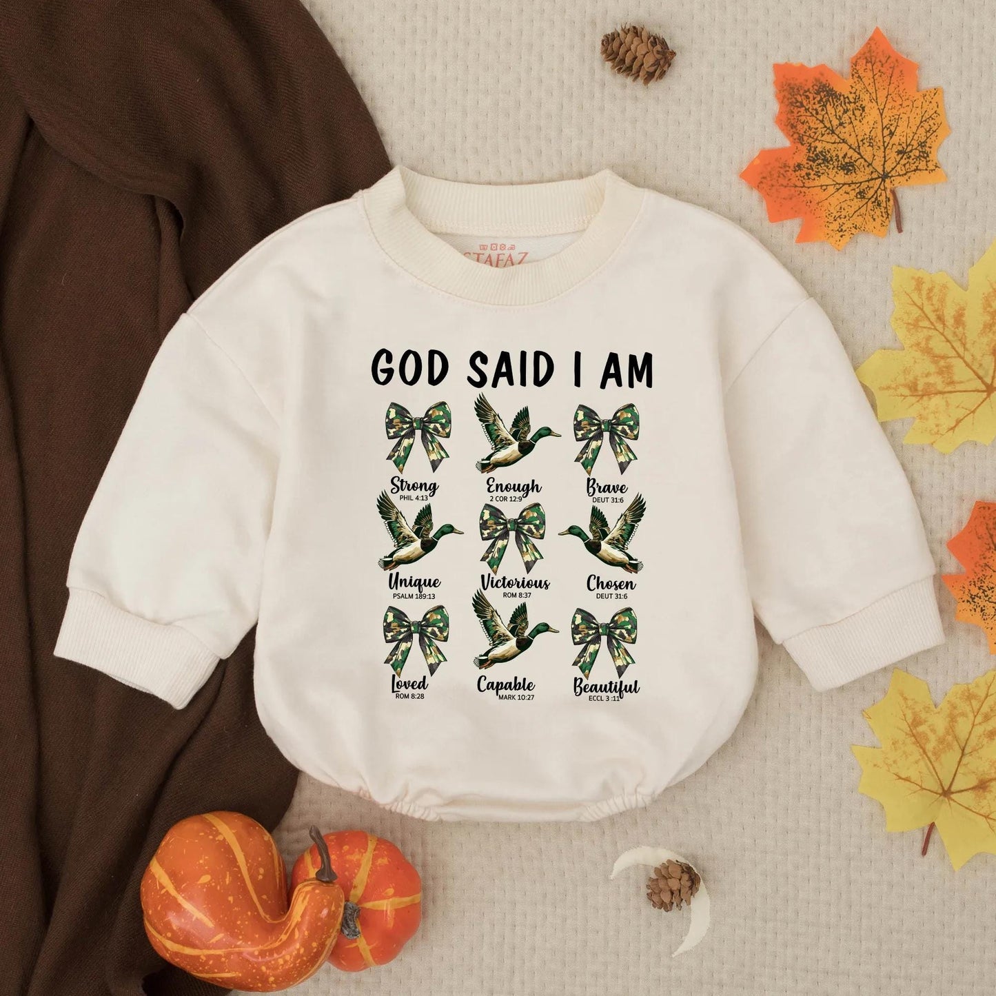 God Said I Am Mallard Duck Hunting Baby Romper, Southern Boy Bubble Bodysuit, Outdoor Camo Infant Outfit, Rustic Country Shower Gift Boy Clothes (139)