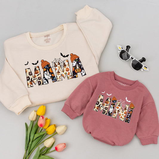 Halloween Mama and Mini Matching Shirts: Pumpkin, Bat & Ghost Design, Thanksgiving Mommy and Me Outfits, Festive Fall Family Apparel, Gift Set