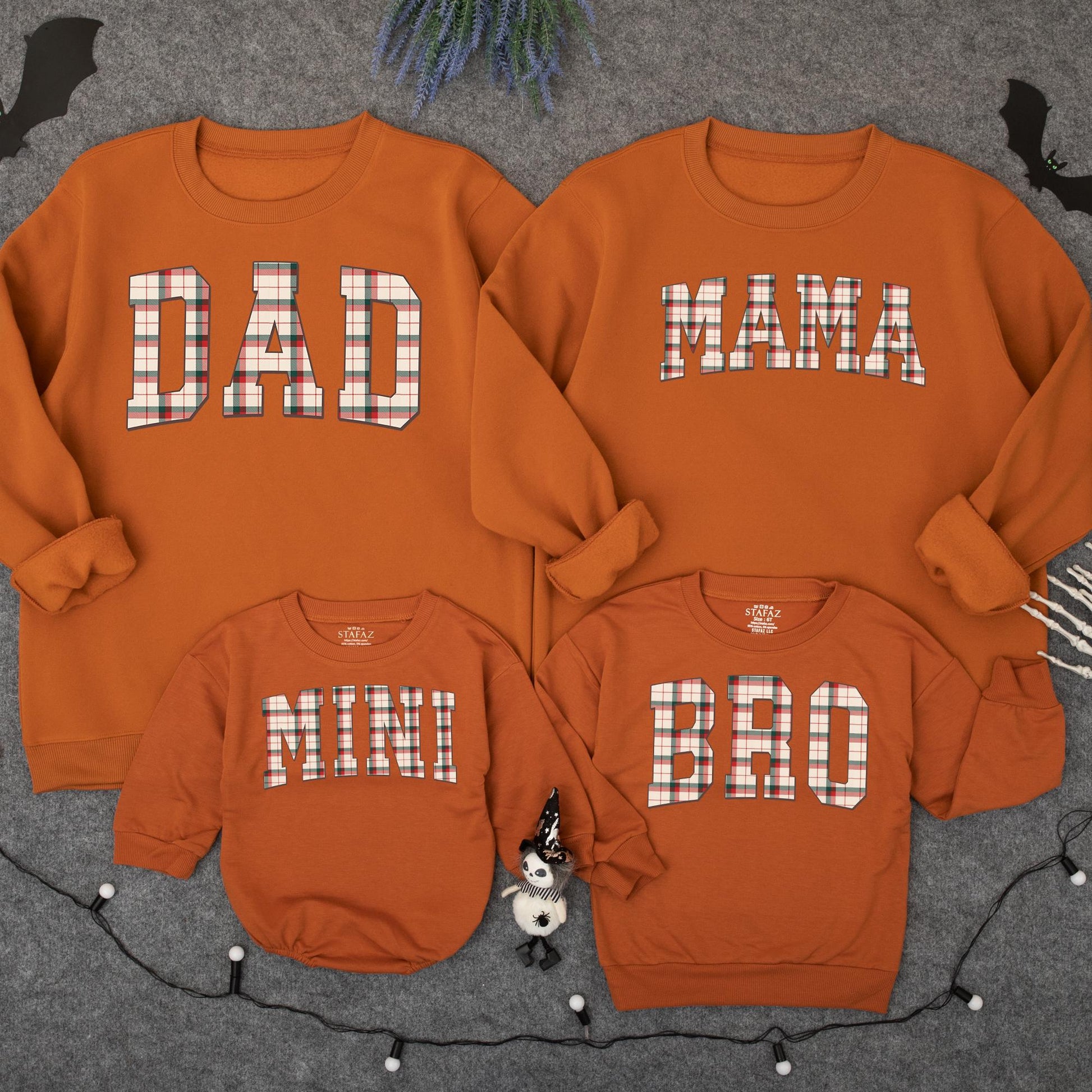 Plaid Family Matching Sweatshirts Dad Mama Mini Bro Holiday Christmas Outfit Red Green Cozy Festive Tops for Family
