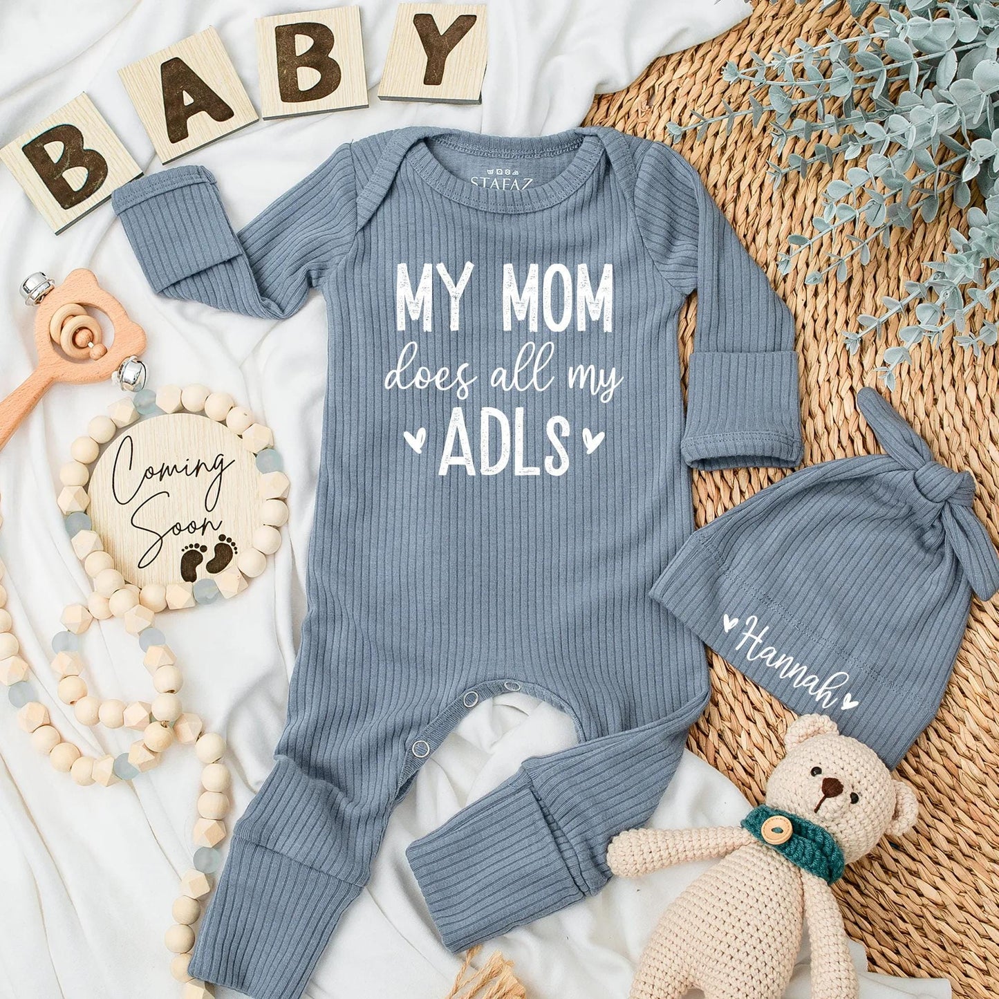 My Mom Does All My ADLs Baby Bodysuit - Funny Newborn Outfit & Baby Shower Gift, Gender Neutral Clothes for New Mom!