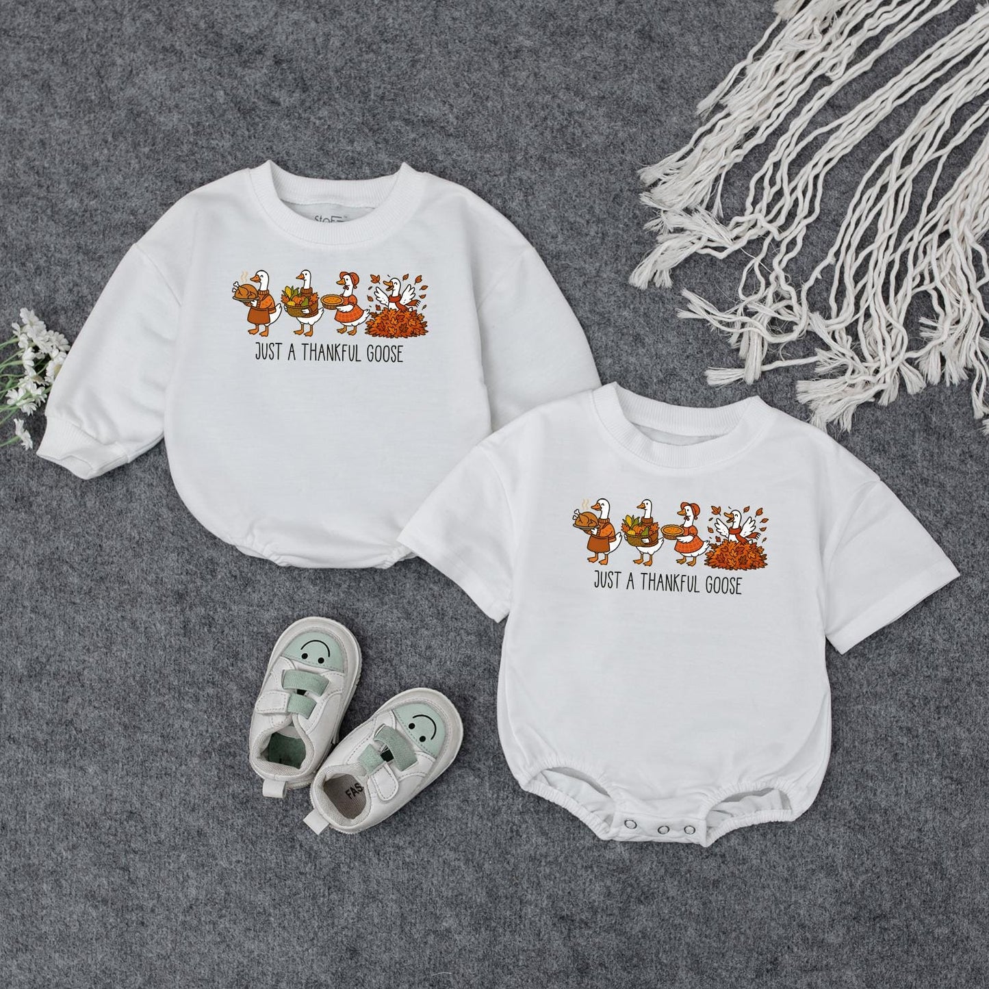 Thankful Goose Baby Sweatshirt, Cute Thanksgiving Toddler Tee: Autumn Geese Outfit for Fall, Festive Kids Clothes, Harvest Baby Shower Gift Idea, Comfy Top 136 chars