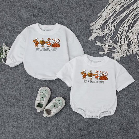 Thankful Goose Baby Sweatshirt, Cute Thanksgiving Toddler Tee: Autumn Geese Outfit for Fall, Festive Kids Clothes, Harvest Baby Shower Gift Idea, Comfy Top 136 chars
