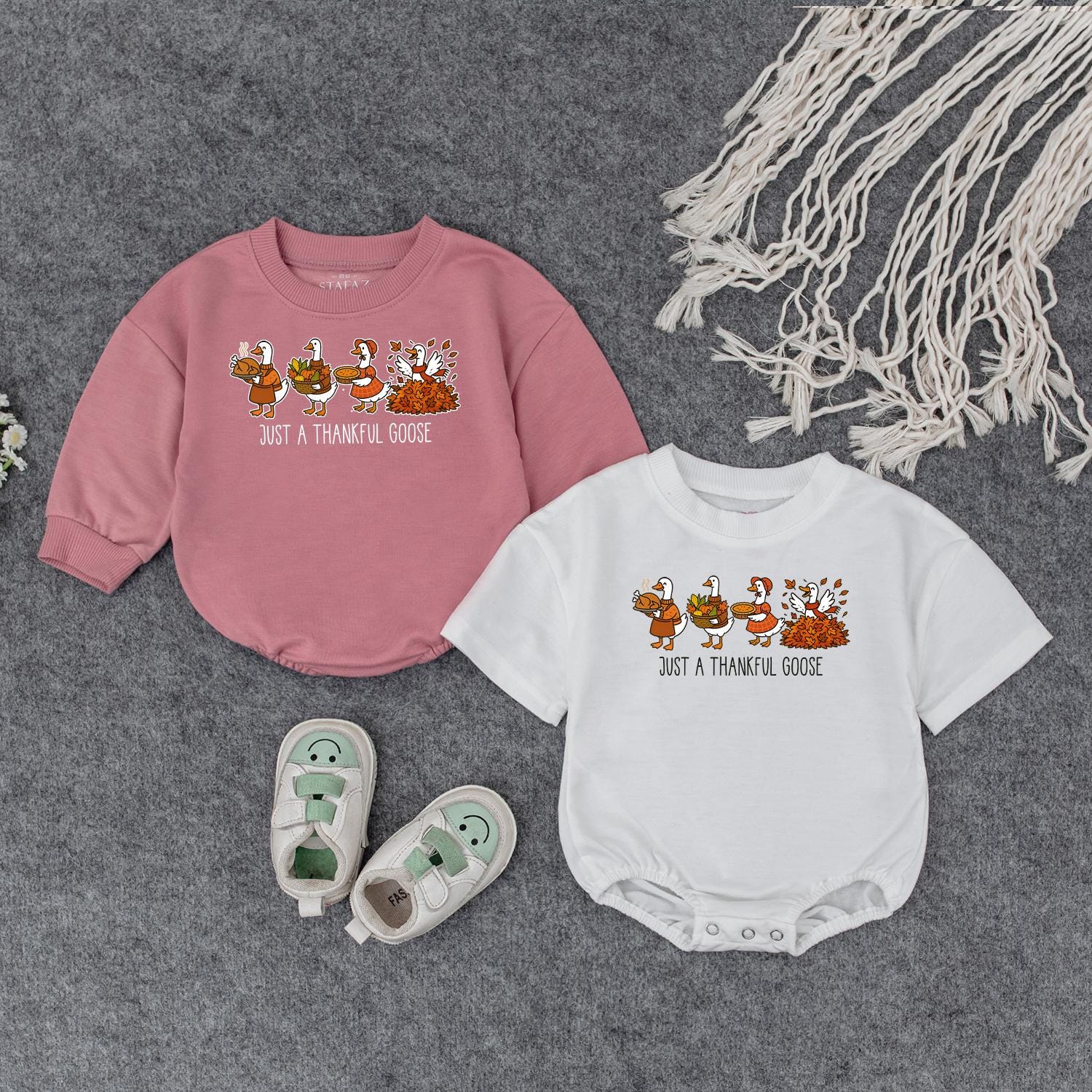 Thankful Goose Baby Sweatshirt, Cute Thanksgiving Toddler Tee: Autumn Geese Outfit for Fall, Festive Kids Clothes, Harvest Baby Shower Gift Idea, Comfy Top 136 chars