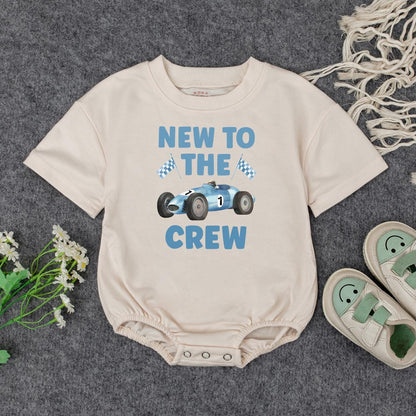 New to the Crew Baby Bodysuit Race Car Outfit Infant Coming Home Clothes Boy Girl Shower Gift Toddler Shirt Cute Playful Design