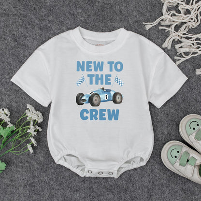 New to the Crew Baby Bodysuit Race Car Outfit Infant Coming Home Clothes Boy Girl Shower Gift Toddler Shirt Cute Playful Design