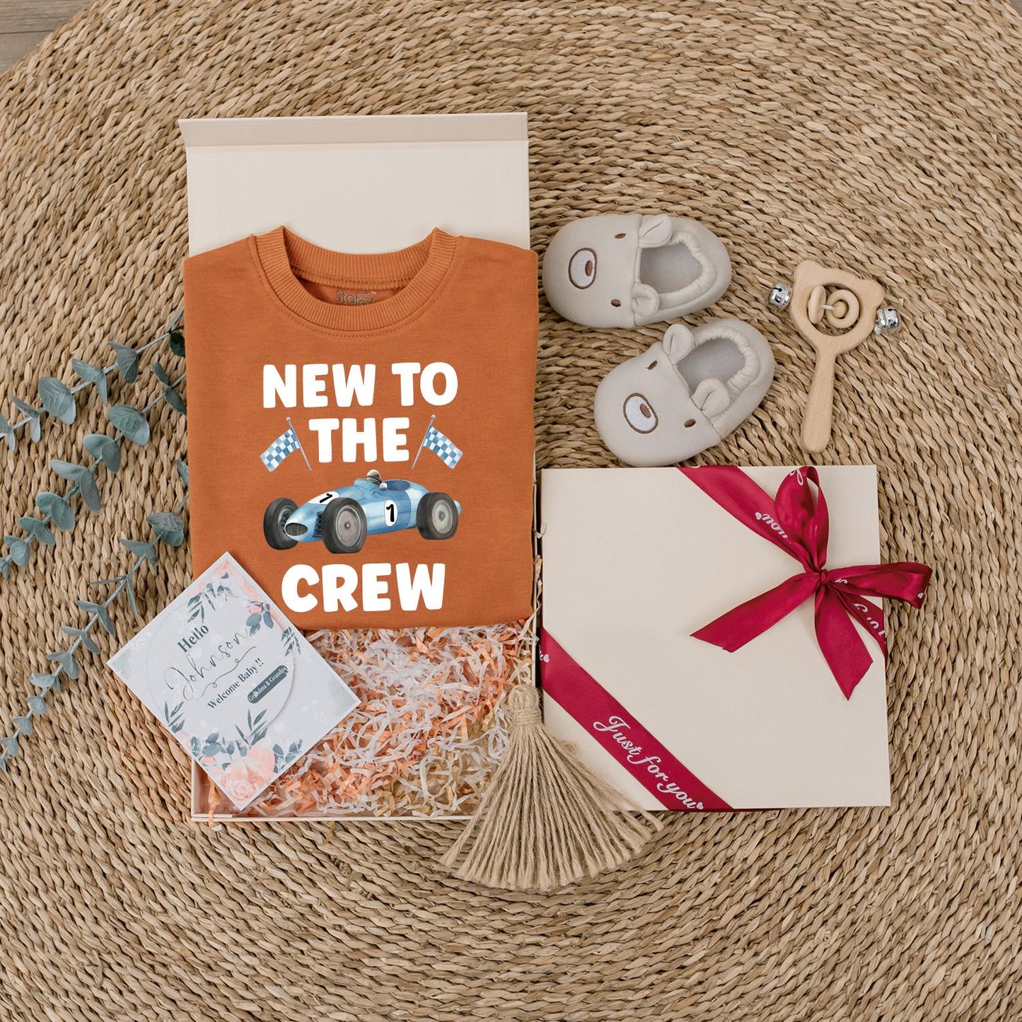 New to the Crew Baby Bodysuit Race Car Outfit Infant Coming Home Clothes Boy Girl Shower Gift Toddler Shirt Cute Playful Design