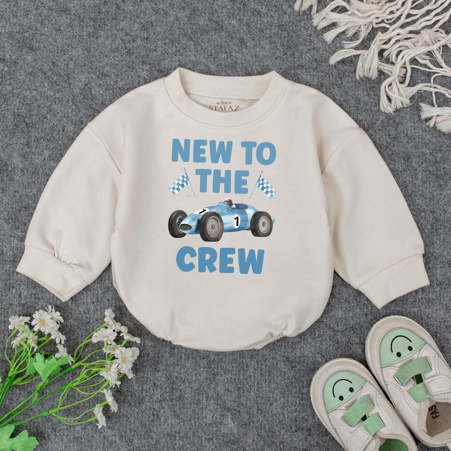 New to the Crew Baby Bodysuit Race Car Outfit Infant Coming Home Clothes Boy Girl Shower Gift Toddler Shirt Cute Playful Design