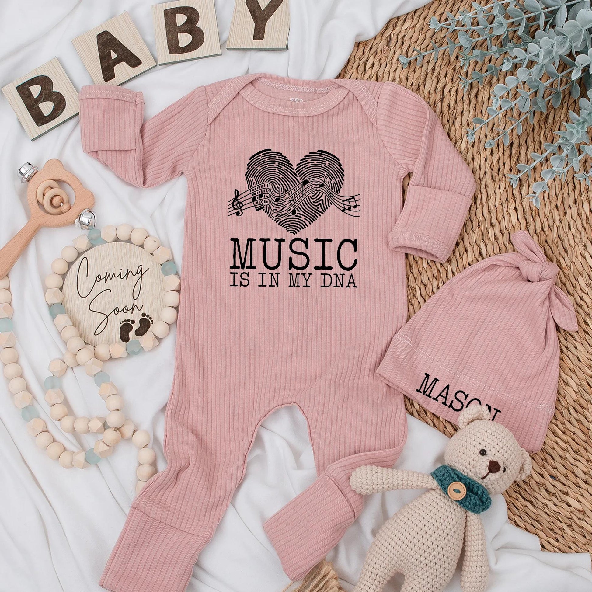 Music is in My DNA Baby Bodysuit Cute Musician Newborn Outfit Gift for Music Lovers Unique Fingerprint Heart Design