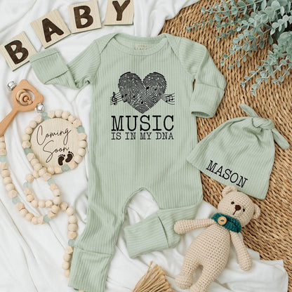 Music is in My DNA Baby Bodysuit Cute Musician Newborn Outfit Gift for Music Lovers Unique Fingerprint Heart Design