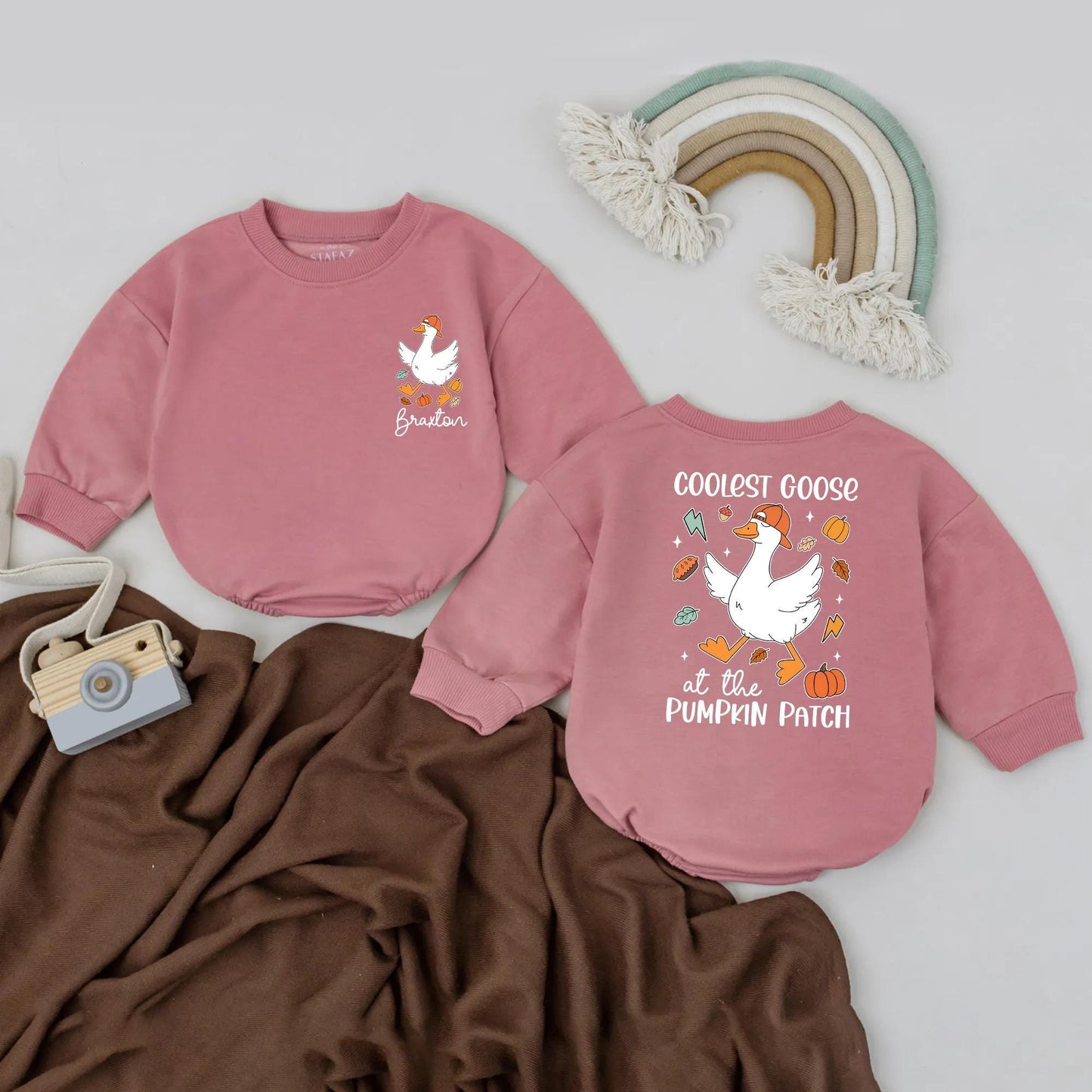 Coolest Goose at the Pumpkin Patch Romper Baby Fall Outfit First Halloween Birthday Bodysuit Spooky Goose Newborn Clothes Gift