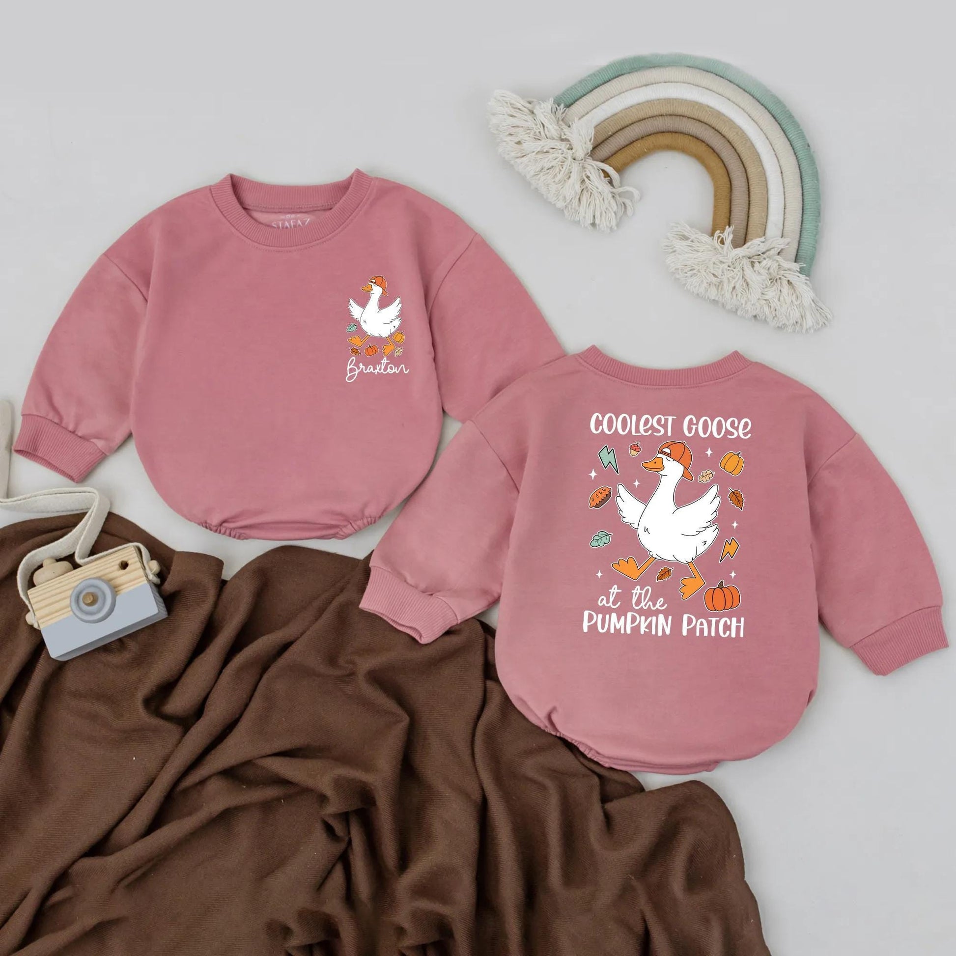 Coolest Goose at the Pumpkin Patch Romper Baby Fall Outfit First Halloween Birthday Bodysuit Spooky Goose Newborn Clothes Gift