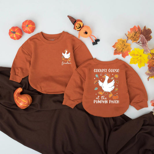 Coolest Goose at the Pumpkin Patch Romper Baby Fall Outfit First Halloween Birthday Bodysuit Spooky Goose Newborn Clothes Gift