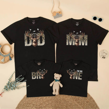 Deer Hunting Birthday Family Matching Shirts The Big One Camo Outfit Mom Dad Wild One Gift